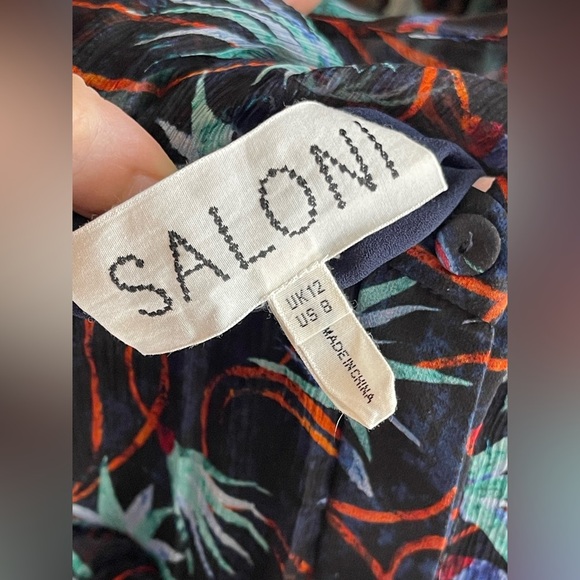 Saloni Tasha 100% Silk Tiered Navy and Red Printed Mini Dress - Picture 10 of 10